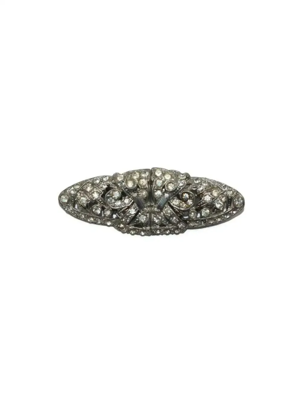 1930s VTG Coro Duette Silver Tone and Stones Brooch, Converts to Fur Clips.